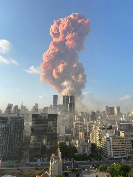 Huge Explosion In Port Of Beirut, Lebanon
