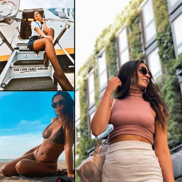 Hot Flight Attendants With And Without Their Uniforms