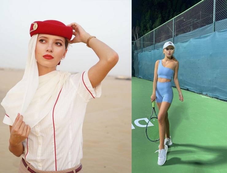 Hot Flight Attendants With And Without Their Uniforms