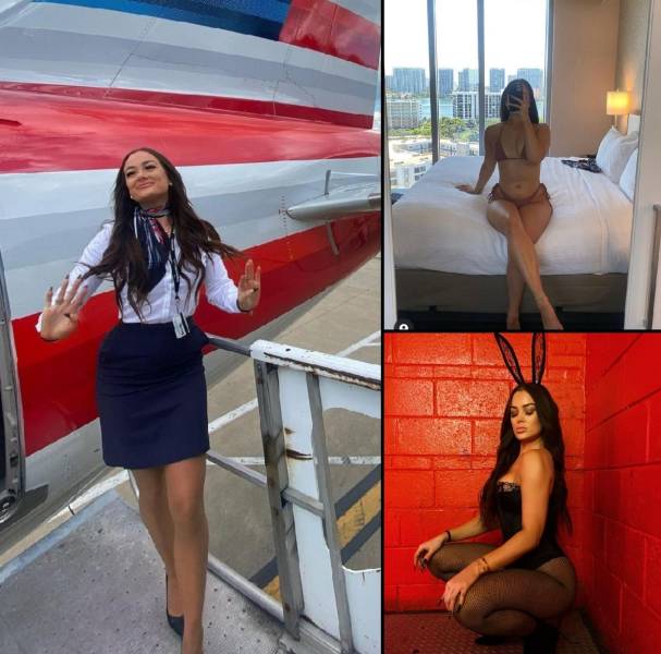 Hot Flight Attendants With And Without Their Uniforms
