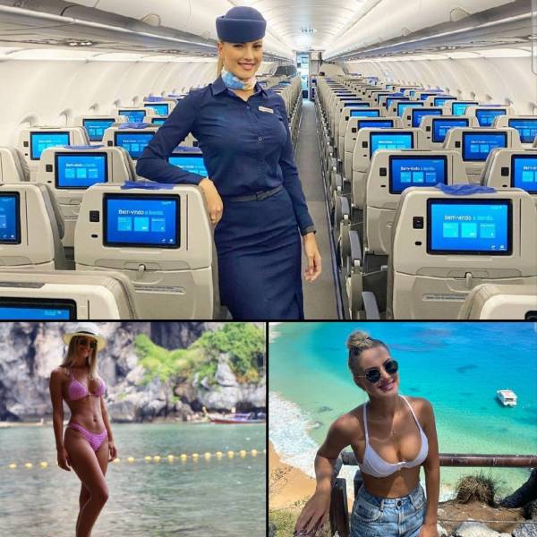 Hot Flight Attendants With And Without Their Uniforms