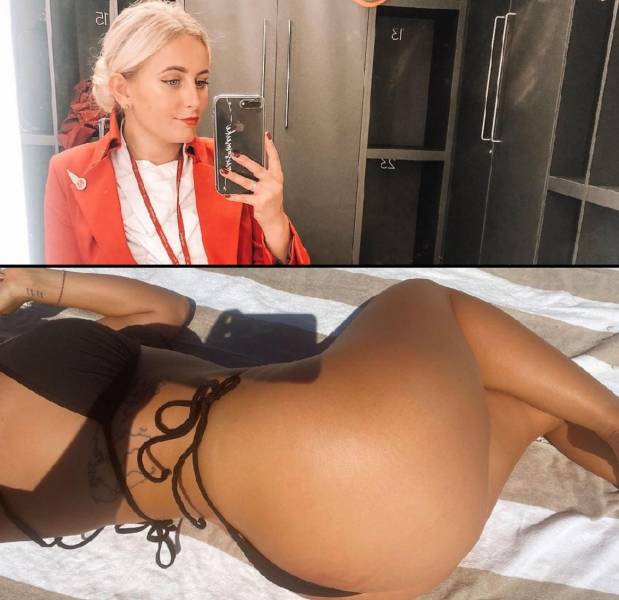 Hot Flight Attendants With And Without Their Uniforms