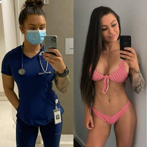 Sexy Girls With And Without Their Uniforms