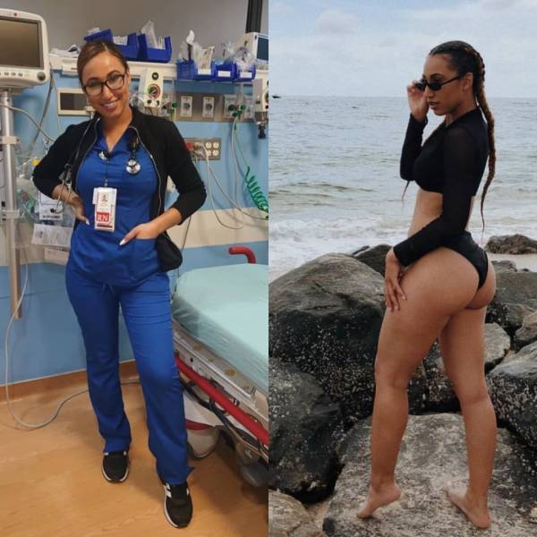 Fit Girls With And Without Their Uniforms