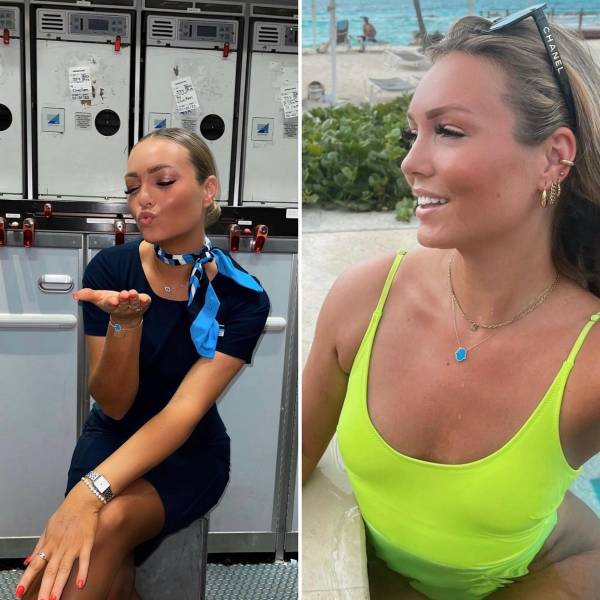 Sexy Flight Attendants With And Without Their Uniforms