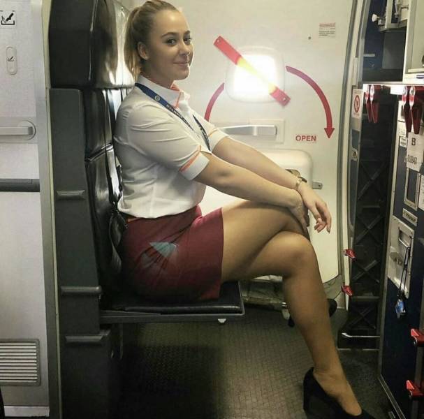 Sexy Flight Attendants With And Without Their Uniforms