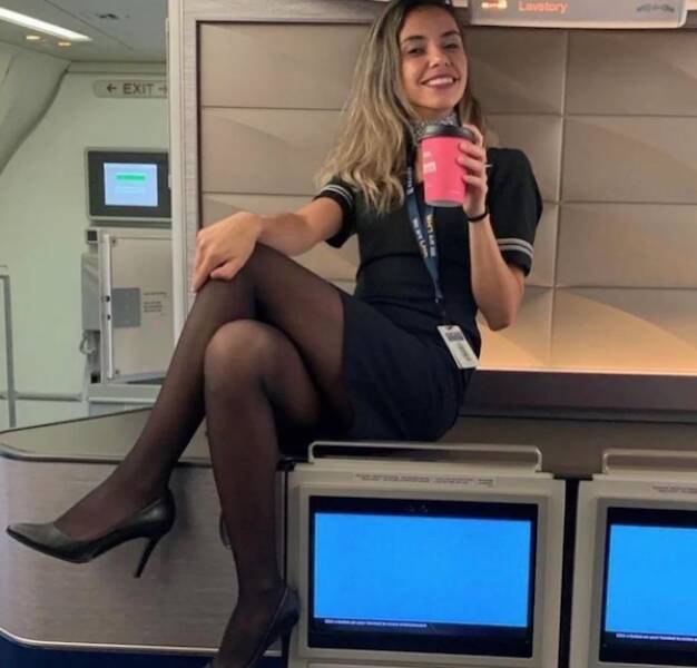 Hot Flight Attendants With And Without Their Uniform