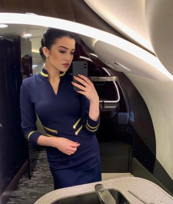 Hot Flight Attendants With And Without Their Uniform