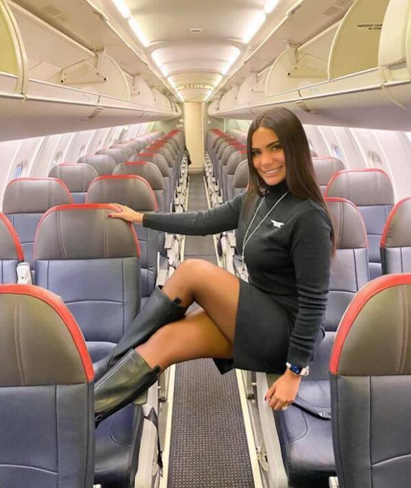 Hot Flight Attendants With And Without Their Uniform