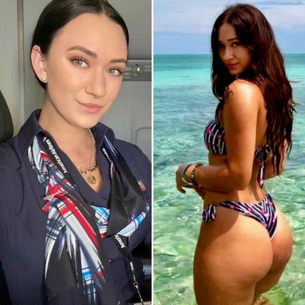 Sexy Flight Attendants With And Without Their Uniforms