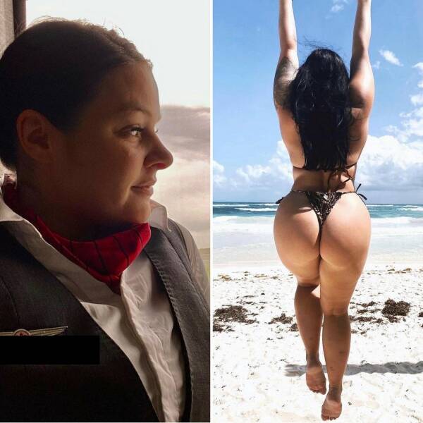 Sexy Flight Attendants With And Without Their Uniforms