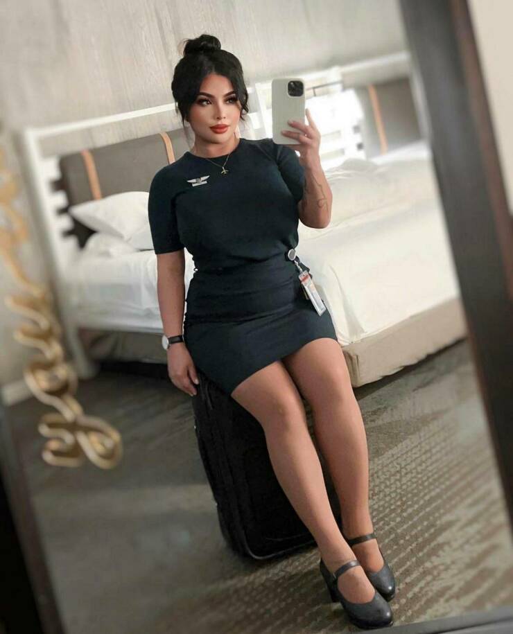 Sexy Flight Attendants With And Without Their Uniforms