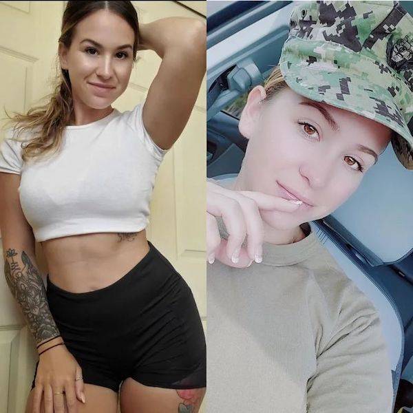 Military Girls With And Without Their Uniforms