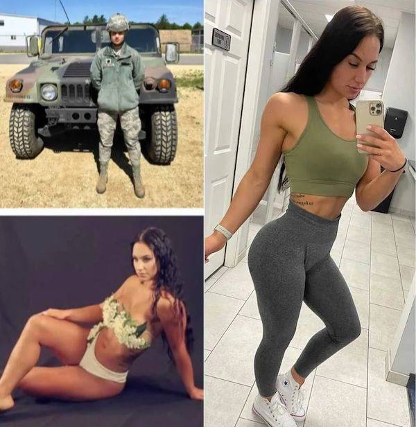 Military Girls With And Without Their Uniforms