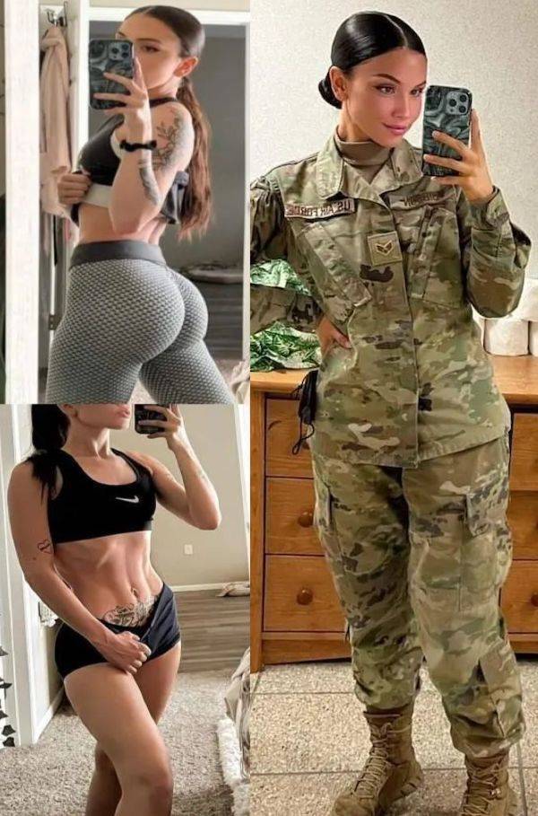 Military Girls With And Without Their Uniforms