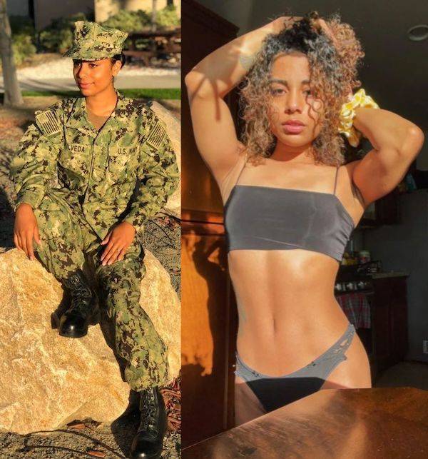 Military Girls With And Without Their Uniforms