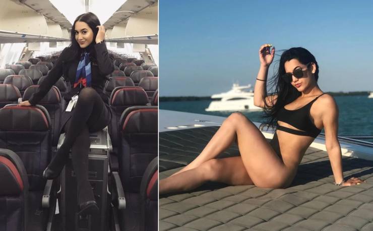 Hot Flight Attendants With And Without Their Uniforms
