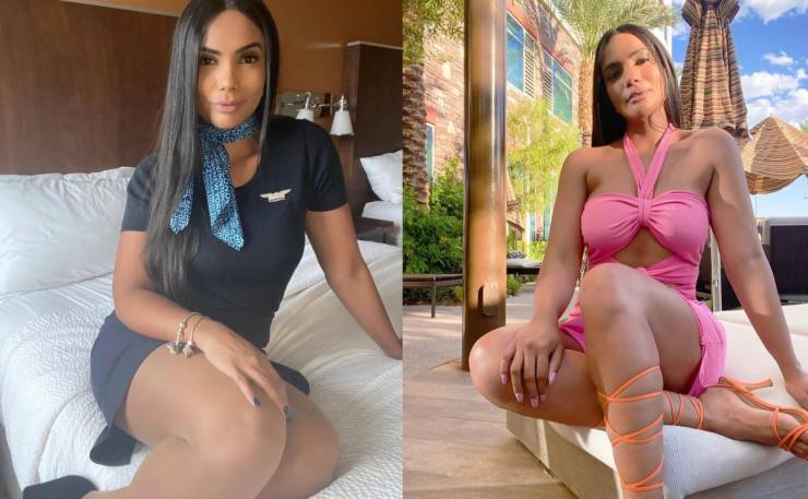 Hot Flight Attendants With And Without Their Uniforms