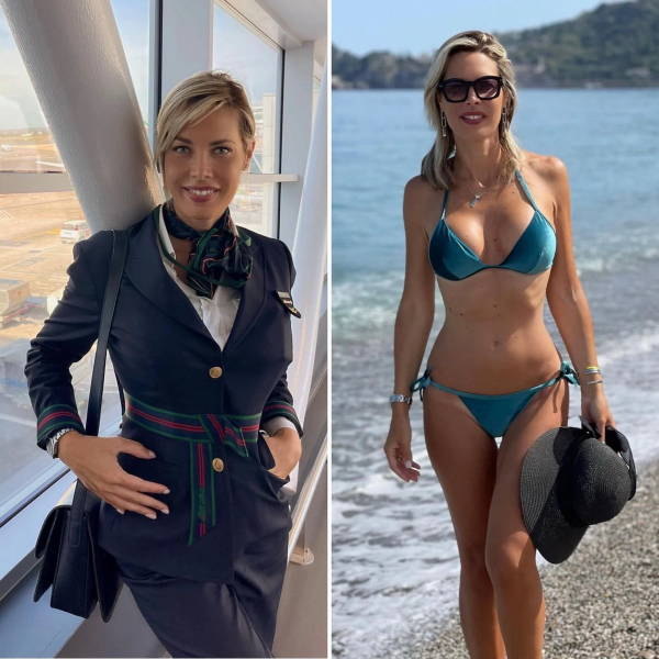 Hot Flight Attendants With And Without Their Uniforms